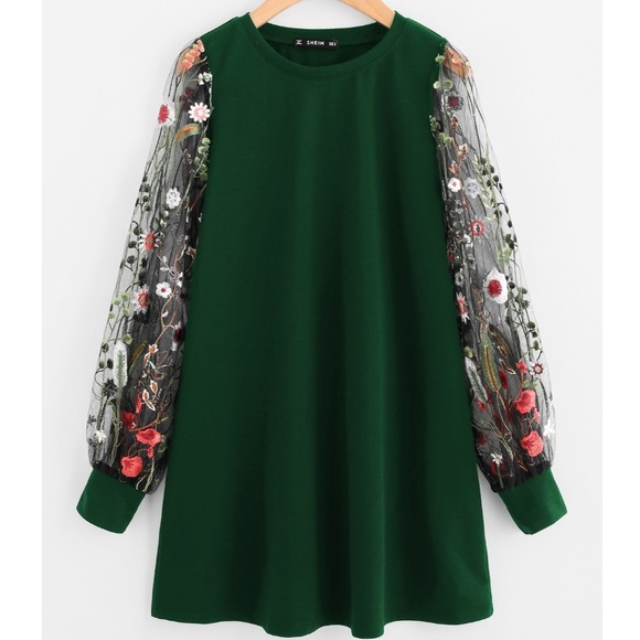 emerald green dress shein